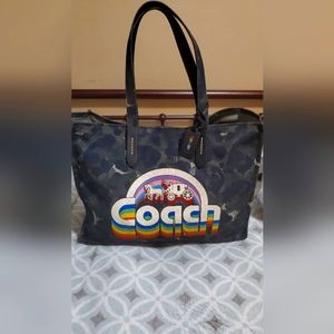 100 Percent Recycled Canvas Tote 42 With Camo Print And Rainbow Horse And Carria